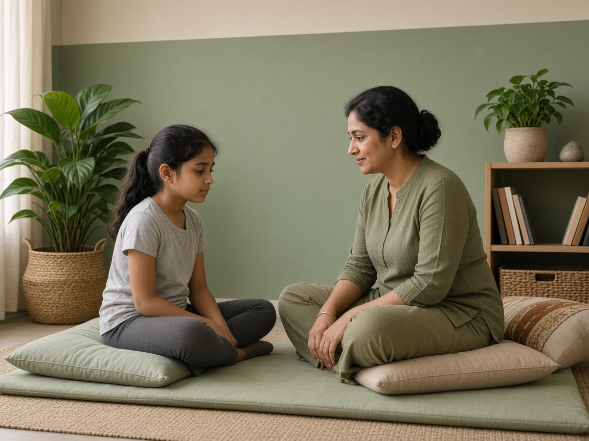Calm counseling session with a child